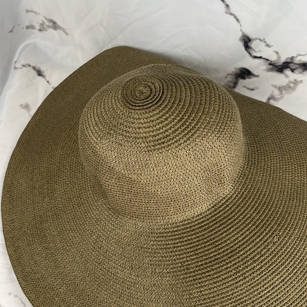 Lauren Ralph Lauren Straw Sunhat Floppy Wide Brim Two-Tone Brand Plaque Size M - Picture 3 of 10